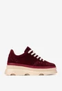 Pantofi dama burgundy din piele intoarsa