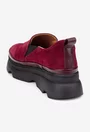 Pantofi dama burgundy din piele intoarsa cu elastic