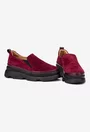 Pantofi dama burgundy din piele intoarsa cu elastic