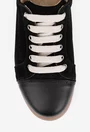 Pantofi dama casual negri din doua tipuri de piele