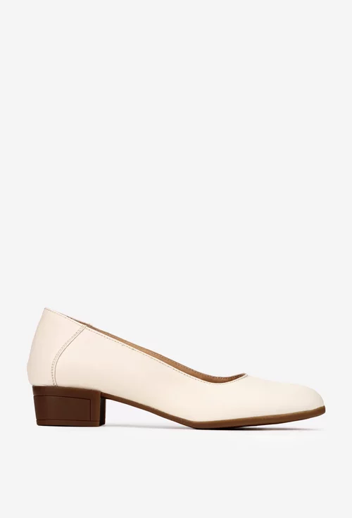 Pantofi dama crem din piele naturală