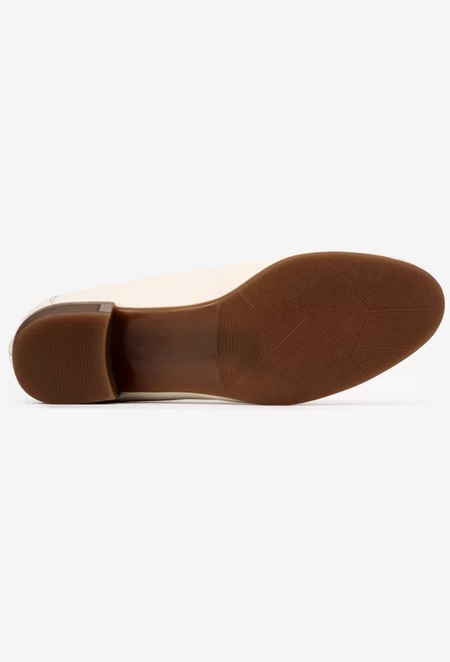 Pantofi dama crem din piele naturală
