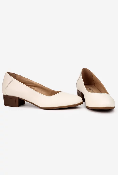 Pantofi dama crem din piele naturală