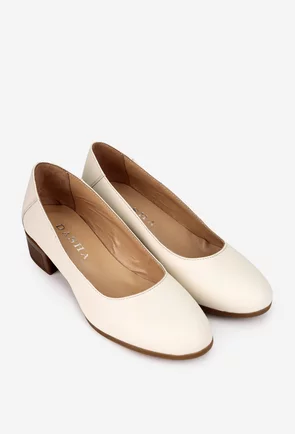 Pantofi dama crem din piele naturală