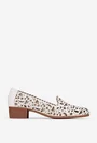 Pantofi dama crem din piele naturala cu model perforat
