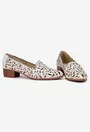 Pantofi dama crem din piele naturala cu model perforat