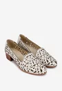 Pantofi dama crem din piele naturala cu model perforat