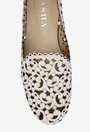 Pantofi dama crem din piele naturala cu model perforat