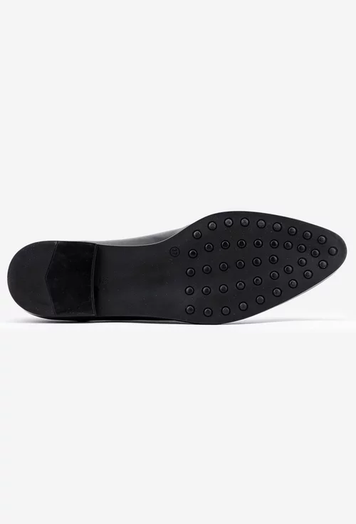 Pantofi dama deosebiti din piele naturala neagra cu insertie animal print
