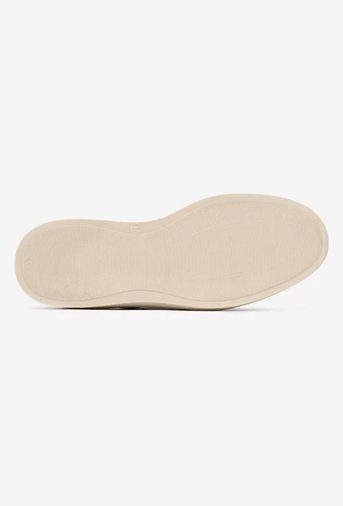 Pantofi dama din piele alba cu detalii maro
