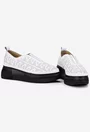 Pantofi dama din piele alba cu model perforat