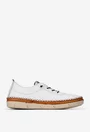 Pantofi dama din piele alba cu siret elastic