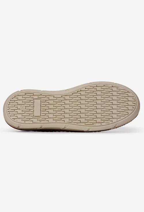 Pantofi dama din piele alba cu siret elastic
