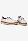 Pantofi dama din piele alba cu siret elastic