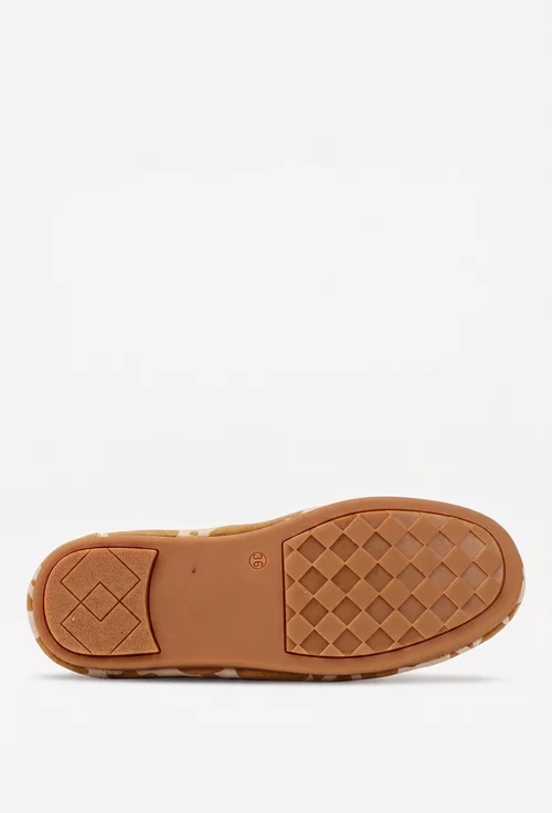 Pantofi dama din piele bej cu imprimeu