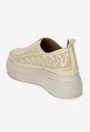 Pantofi dama din piele bej cu model perforat