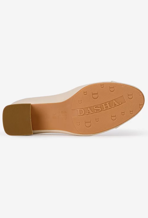 Pantofi dama din piele bej cu toc