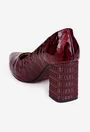 Pantofi dama din piele bordo cu model si toc deosebit
