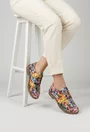 Pantofi dama din piele cu imprimeu floral multicolor