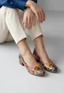 Pantofi dama din piele cu imprimeu floral multicolor