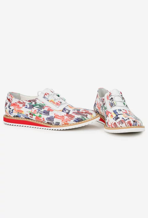 Pantofi dama din piele cu imprimeu multicolor