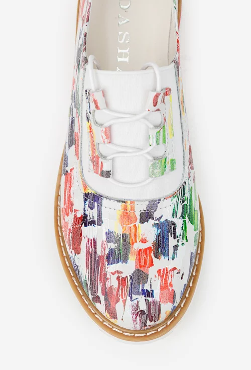 Pantofi dama din piele cu imprimeu multicolor