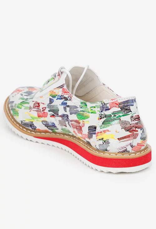 Pantofi dama din piele cu imprimeu multicolor