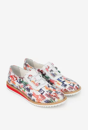 Pantofi dama din piele cu imprimeu multicolor