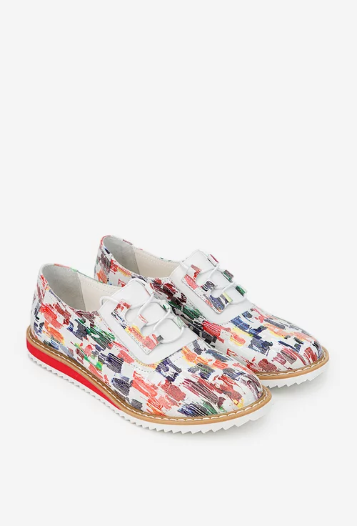 Pantofi dama din piele cu imprimeu multicolor