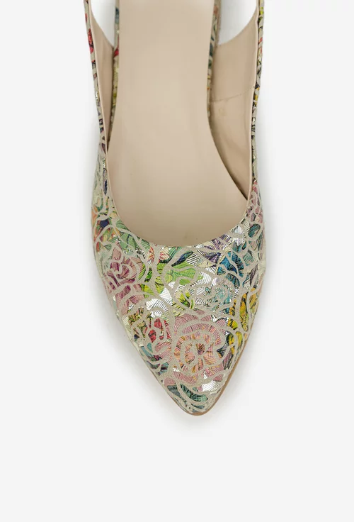 Pantofi dama din piele cu imprimeu multicolor
