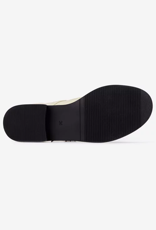 Pantofi dama din piele intoarsa bej cu bareta