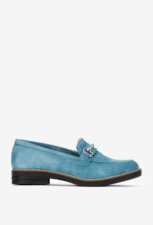 Pantofi dama din piele intoarsa bleu