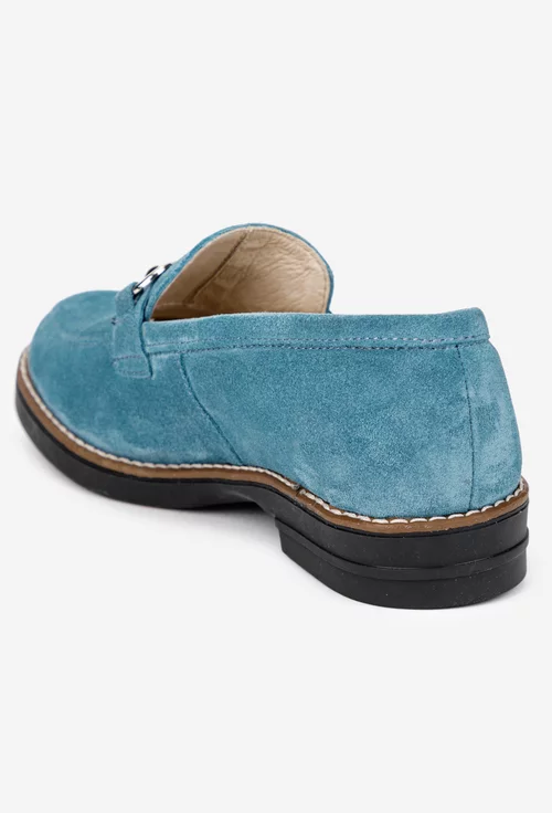 Pantofi dama din piele intoarsa bleu