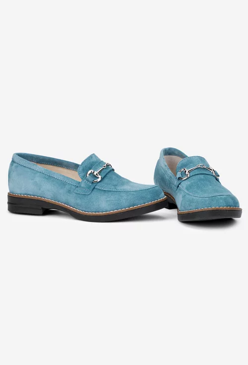 Pantofi dama din piele intoarsa bleu