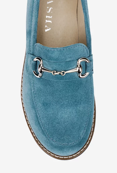 Pantofi dama din piele intoarsa bleu