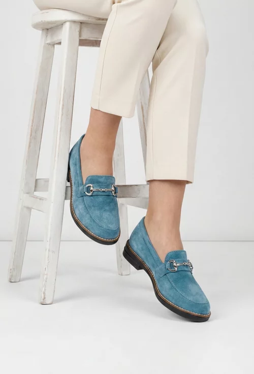 Pantofi dama din piele intoarsa bleu