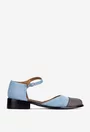 Pantofi dama din piele intoarsa bleu cu imprimeu