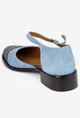 Pantofi dama din piele intoarsa bleu cu imprimeu