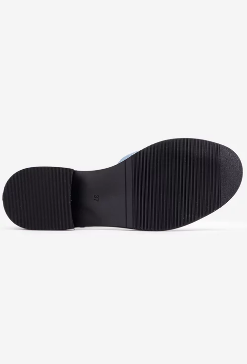 Pantofi dama din piele intoarsa bleu cu imprimeu