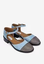 Pantofi dama din piele intoarsa bleu cu imprimeu