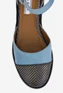 Pantofi dama din piele intoarsa bleu cu imprimeu