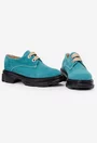 Pantofi dama din piele intoarsa bleu cu siret