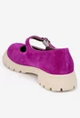 Pantofi dama din piele intoarsa fuchsia cu bareta