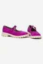 Pantofi dama din piele intoarsa fuchsia cu bareta