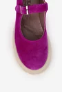 Pantofi dama din piele intoarsa fuchsia cu bareta