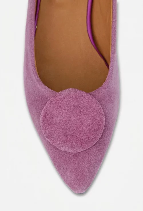 Pantofi dama din piele intoarsa mov cu ornament picture - 8