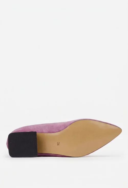 Pantofi dama din piele intoarsa mov cu ornament picture - 6
