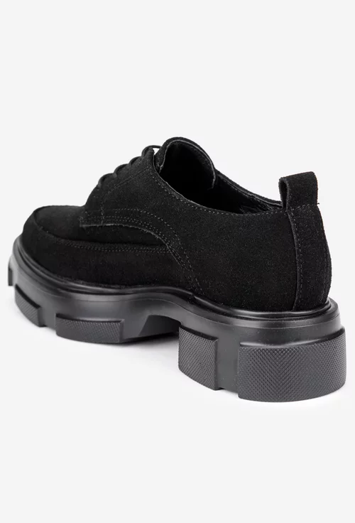 Pantofi dama din piele intoarsa neagra