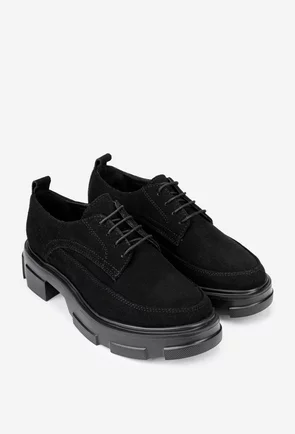 Pantofi dama din piele intoarsa neagra