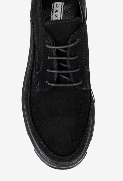 Pantofi dama din piele intoarsa neagra